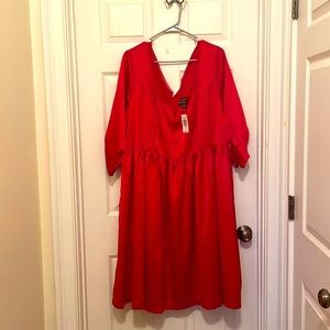 Torrid Outlander Claire Red Satin-like V-Neck Swing Dress, Size 16 NWT